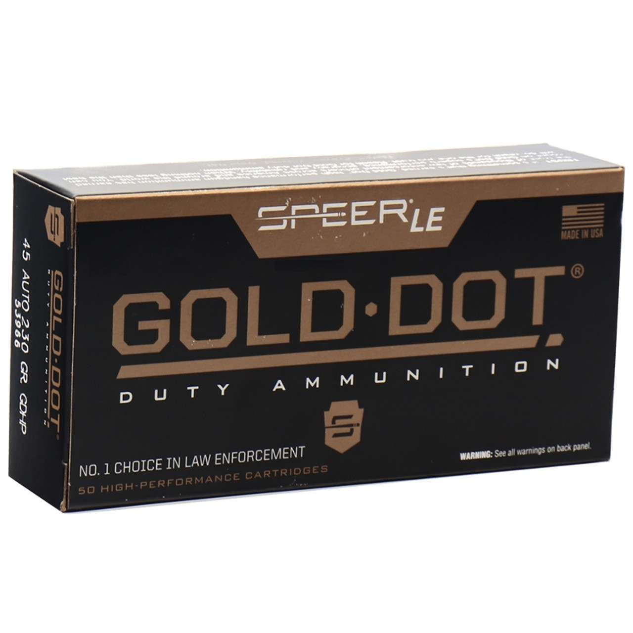 Speer Gold Dot LE Duty 45 ACP 230 Grain JHP 53966 (1000 Round Case)