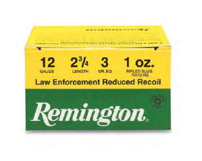 Remington 12 Ga Law Enforcement Reduced Recoil Rifled Slugs 2 3/4" 20285 (250 Round Case) - Click Image to Close